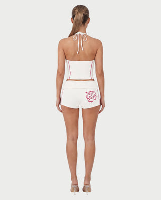 NAZIYA Open-Back Halter Top & Foldover Shorts Set