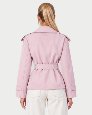 LURIA Wide Lapel Belted Short Trench Coat