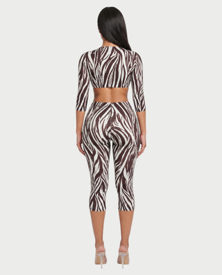 FRENA Printed Crop Top, Capri Pants & Headband Set
