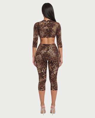 FRENA Printed Crop Top, Capri Pants & Headband Set