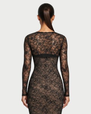 NORY Sheer Floral Lace Maxi Dress & Long Sleeve Bolero Set