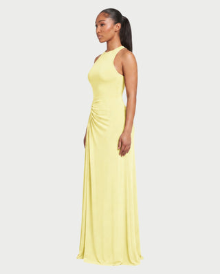 Vestido largo con cintura fruncida LORAINE