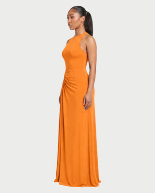 Vestido largo con cintura fruncida LORAINE