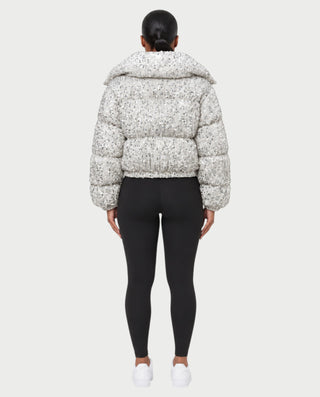 RENYA Sequin Hooded Cropped Zip-Up Puffer Jacket