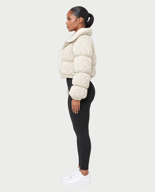 RENYA Sequin Hooded Cropped Zip-Up Puffer Jacket