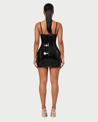 EULALIA Glossy Underwire Corset Bodycon Mini Dress