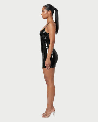 EULALIA Glossy Underwire Corset Bodycon Mini Dress