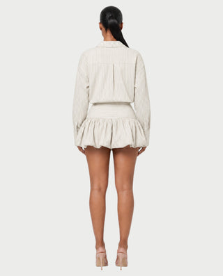MILANA Striped Long Sleeve Shirt Top & Ruffle Mini Skirt Set