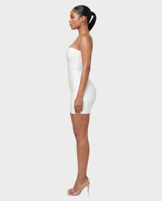 YUMI Strapless Sweetheart Chevron Bandage Bodycon Mini Dress