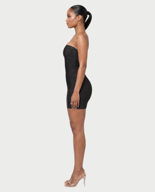 YUMI Strapless Sweetheart Chevron Bandage Bodycon Mini Dress