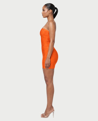 YUMI Strapless Sweetheart Chevron Bandage Bodycon Mini Dress