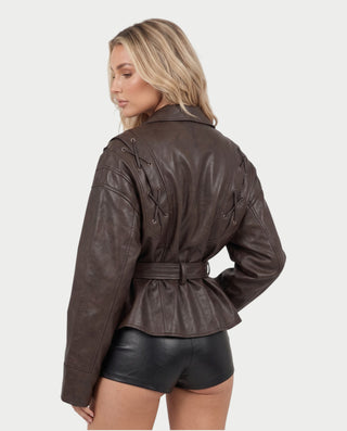 MAELLE Puff Sleeve Shawl Collar Belted Wrap Jacket