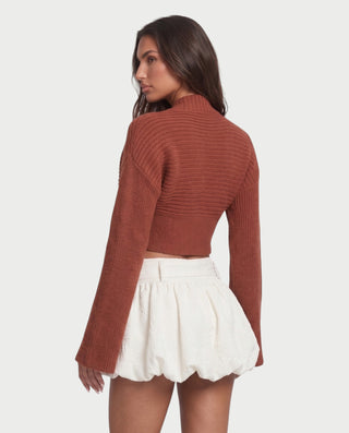 EVERLEIGH V-Neck Single Button Asymmetric Hem Knit Cardigan