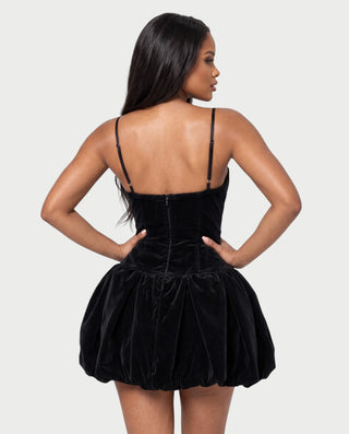 LINARA Spaghetti Strap Velvet Drop Waist Mini Dress