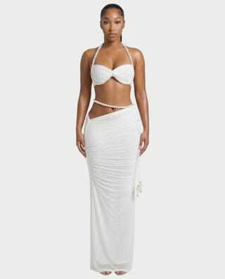 ASELA Pearl Halter Neck Top & Maxi Skirt Set