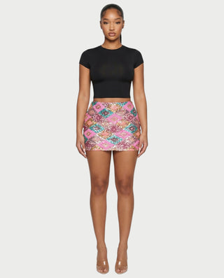 AMERA Sequin Diamond Pattern Mini Skirt