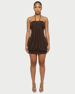 NALIMA Halter Neck Bubble Mini Dress