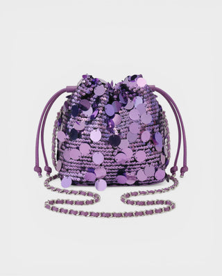 CIZARA Chain Crossbody Sequin Bucket Bag