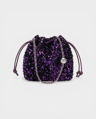 ONELLA Deep Purple Sequin Bucket Bag