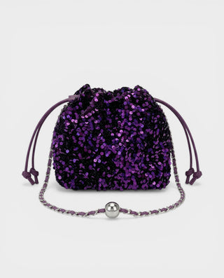 ONELLA Deep Purple Sequin Bucket Bag