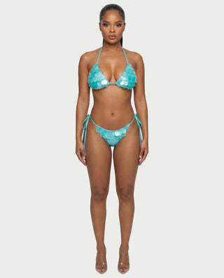RIVENA Sequin Shell Triangle Bikini Set