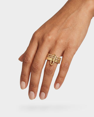 Multi-Layer Pavé Crystal Lock Accent Ring