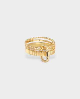 Multi-Layer Pavé Crystal Lock Accent Ring