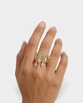 Multi-Layer Pavé Crystal Pear Cut Ring