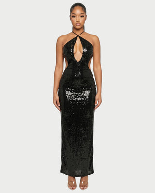 DELYA Sequin Backless Maxi Dress