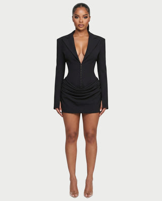 MIKAY Ruched Blazer Bodycon Mini Dress – Celestia