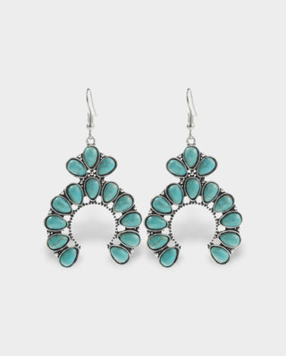 Turquoise Cluster Crescent Drop Earrings
