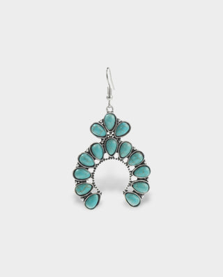 Turquoise Cluster Crescent Drop Earrings