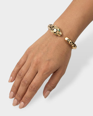 Leopard Hinged Cuff Bracelet