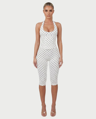 AVINYA Polka Dot Halter Top & Capri Pants Set