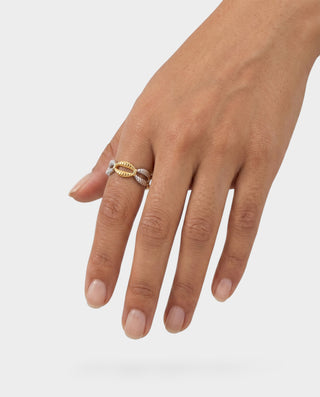 Dual-Tone Shell Wrap Ring