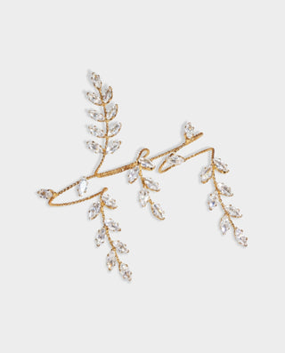 Gold Crystal Leaf Open Wrap Ring