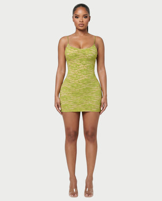 YOLINA Lace Open-Back Bodycon Mini Dress – Celestia