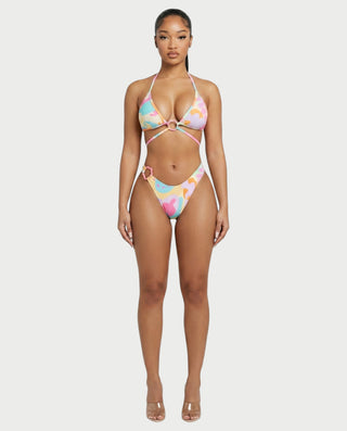 ROVELA Pastel Swirl Ring Detail Bikini Set