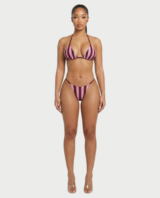 JAVINA Stripe Ring Detail Triangle Bikini Set