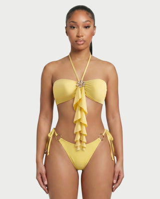 GANIYA Bandeau Bikini Top & Maxi Skirt Three-Piece Set