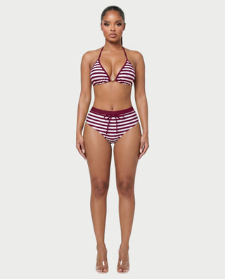 ARIEL Beaded Stripe Halter Bikini Set