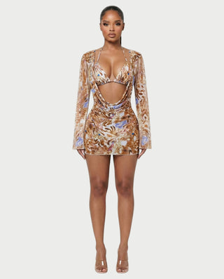 YIRANA Bikini & Mesh Long Sleeve Cover-Up Three-Piece Set