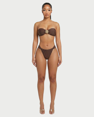 VIRANA Bandeau Bikini & Draped Cover-Up Three-Piece Set