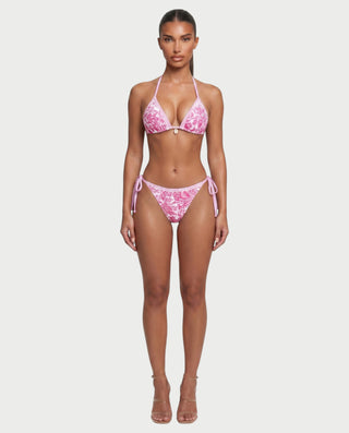 ELLY Paisley Lace-Trim Triangle Bikini Set