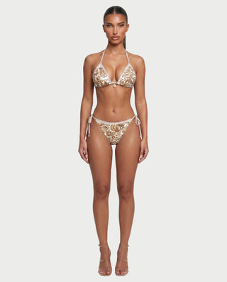 ELLY Paisley Lace-Trim Triangle Bikini Set