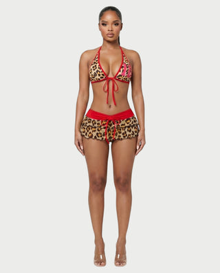 LOVINA Leopard Triangle Bikini & Ruffle Skirt Three-Piece Set