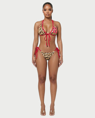 LOVINA Leopard Triangle Bikini & Ruffle Skirt Three-Piece Set