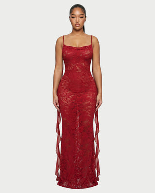 Vestido midi de encaje floral sin espalda ELISA 