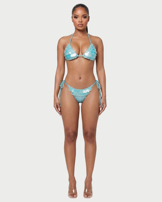 RIVENA Sequin Shell Triangle Bikini Set