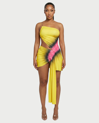 ELYSIAN Ruched Draped Bodycon Mini Dress